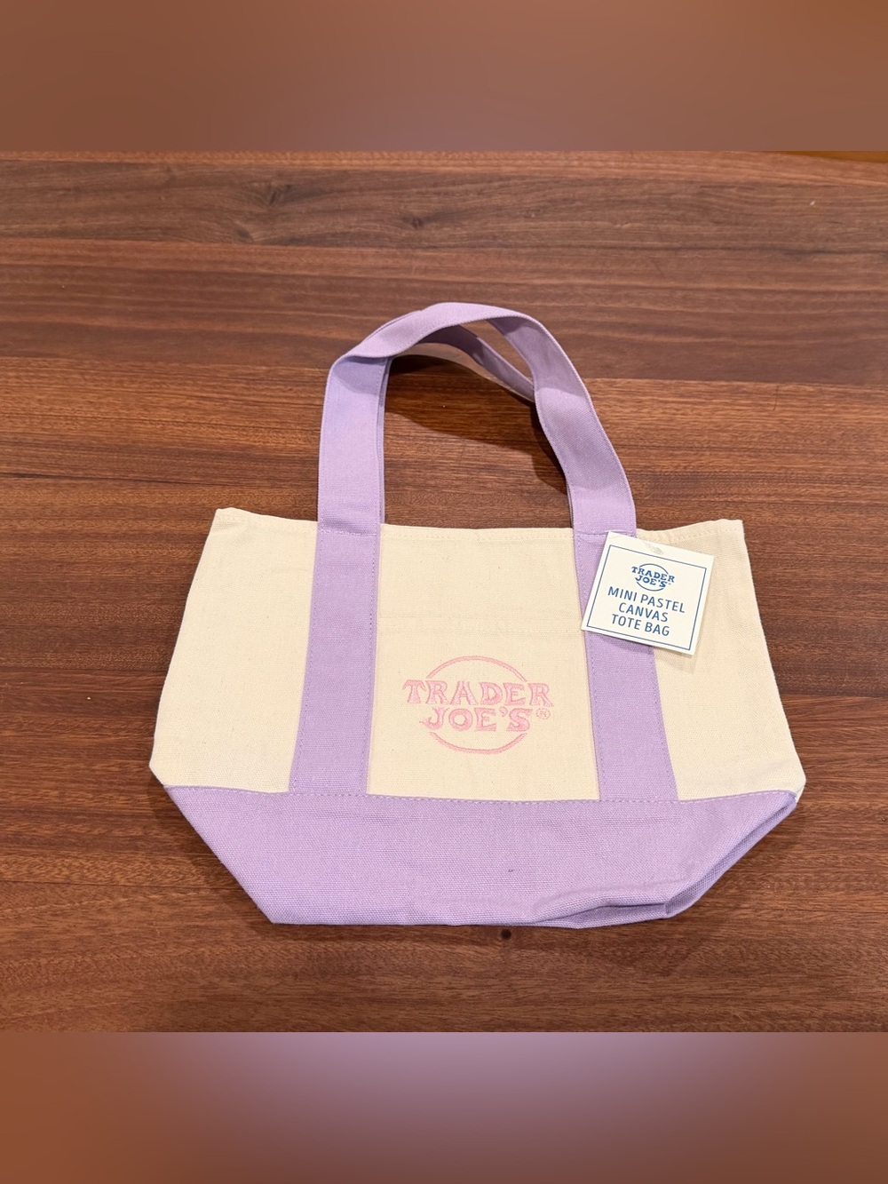 NWT Trader Joe’s Purple Tote Set - Mini & Large Canvas Bags Spring 2026 - Picture 4 of 4